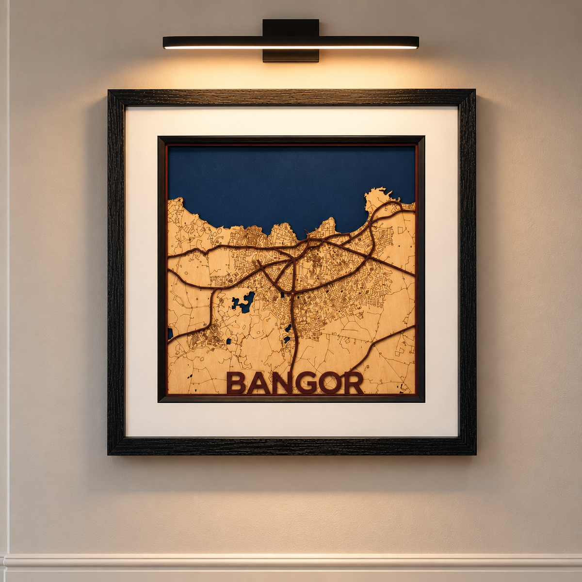 Bangor Northern Ireland – Handcrafted Layered Wooden Map