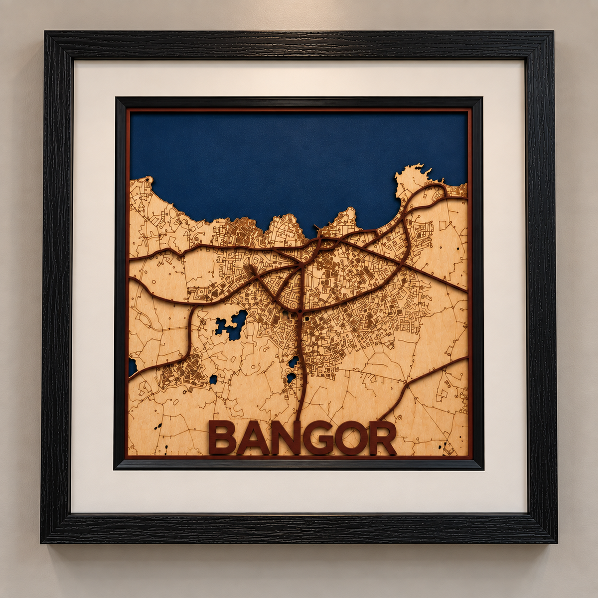 Bangor Northern Ireland – Handcrafted Layered Wooden Map