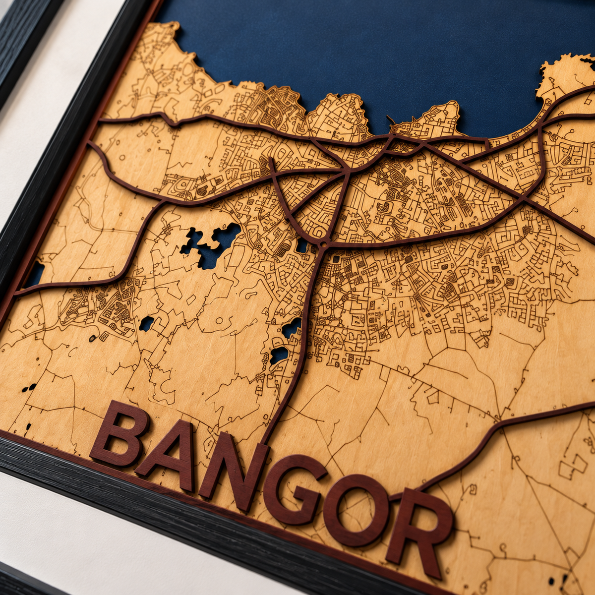 Bangor Northern Ireland – Handcrafted Layered Wooden Map