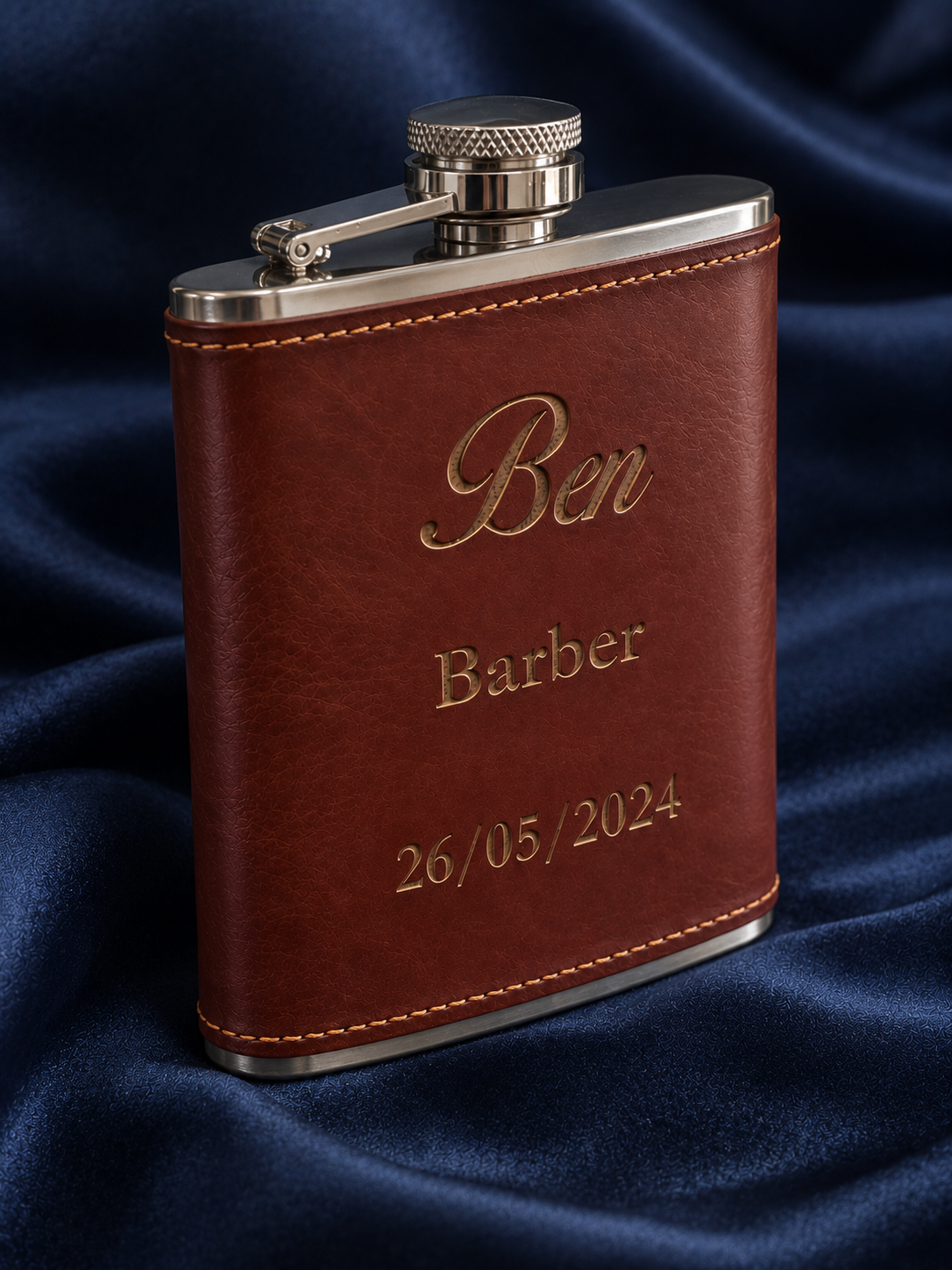 6oz Brown Leather Hip Flask