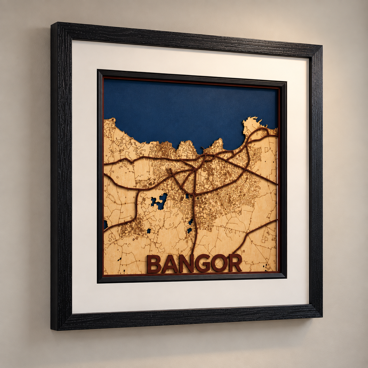 Bangor Northern Ireland – Handcrafted Layered Wooden Map