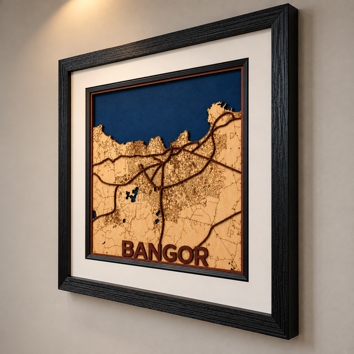 Bangor Northern Ireland – Handcrafted Layered Wooden Map