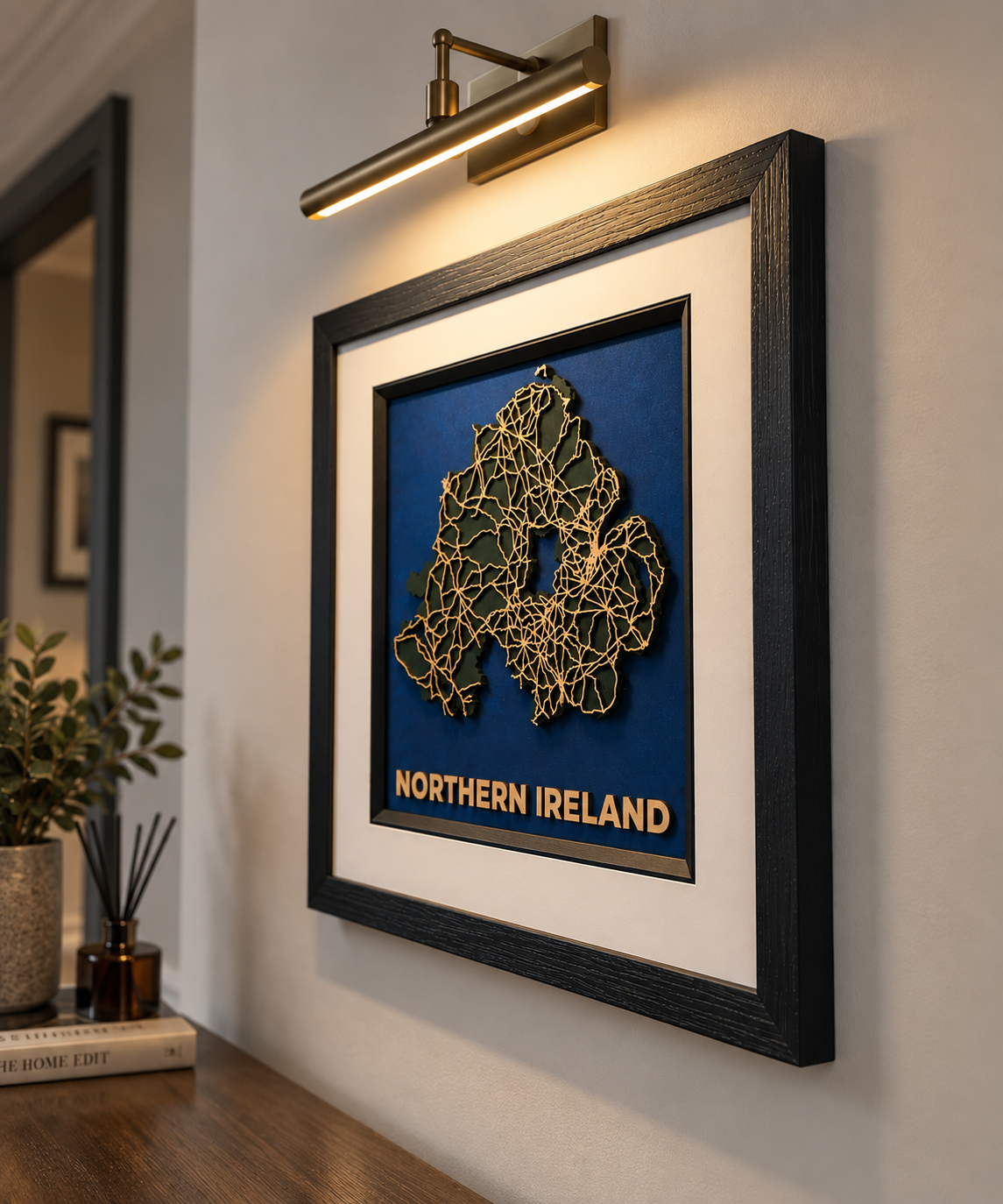 Northern Ireland – Handcrafted Layered Wooden Map 12 x 12 Inches