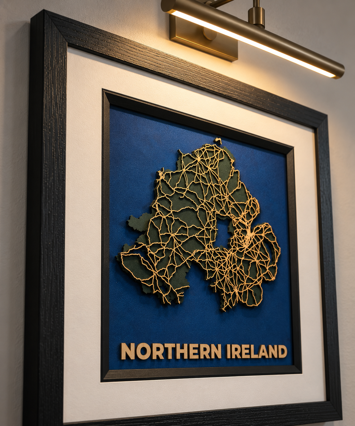 Northern Ireland – Handcrafted Layered Wooden Map 12 x 12 Inches