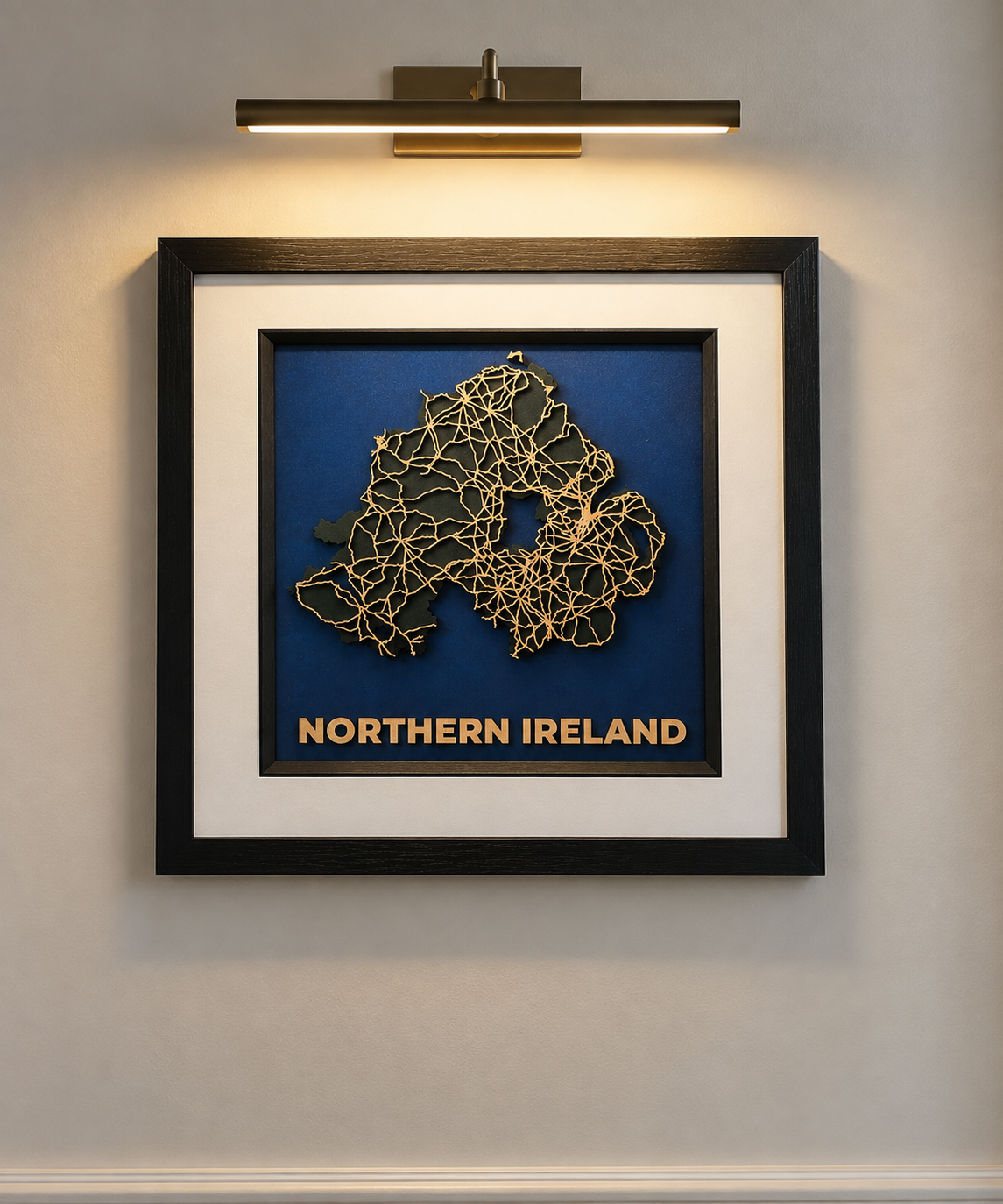 Northern Ireland – Handcrafted Layered Wooden Map 12 x 12 Inches