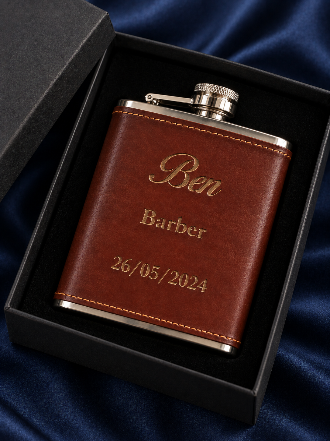 6oz Brown Leather Hip Flask
