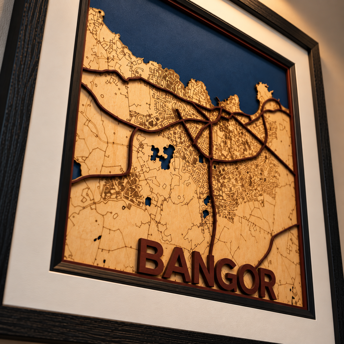 Bangor Northern Ireland – Handcrafted Layered Wooden Map